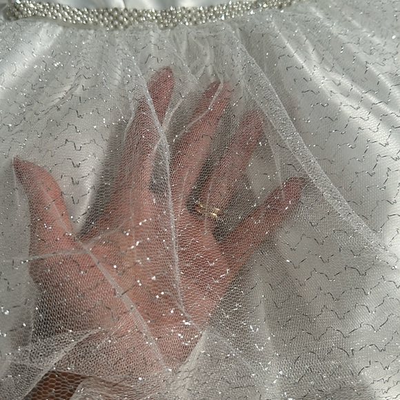 NWOT 12-18 months formal baptism wedding tulle metallic bow baby girl dress - Picture 3 of 7